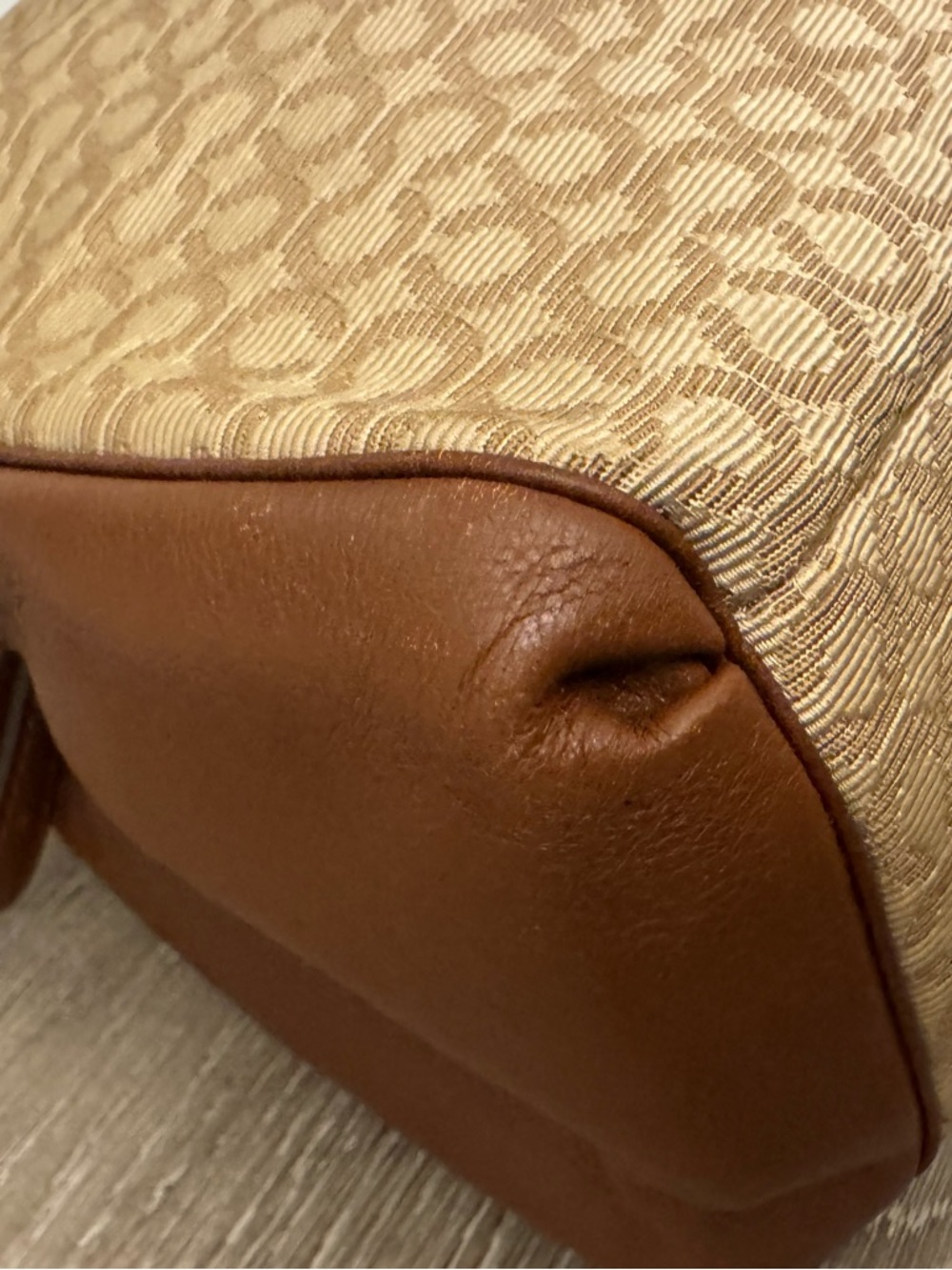 Coach Tan Signature Canvas Shoulder Bag with Brown Leather Trim - Picture 11 of 15